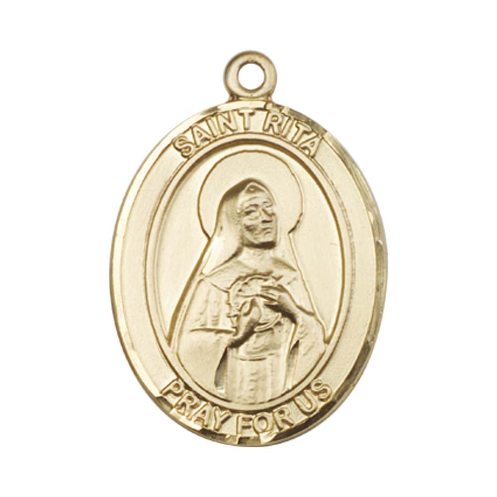 14kt Gold St. Rita of Cascia Medal - Large
