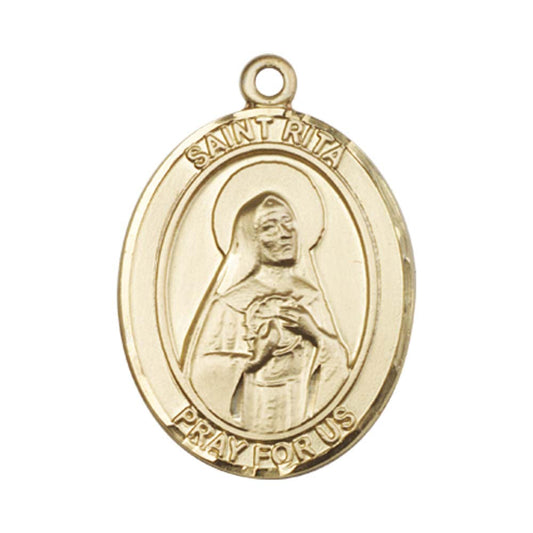 14kt Gold St. Rita of Cascia Medal - Large