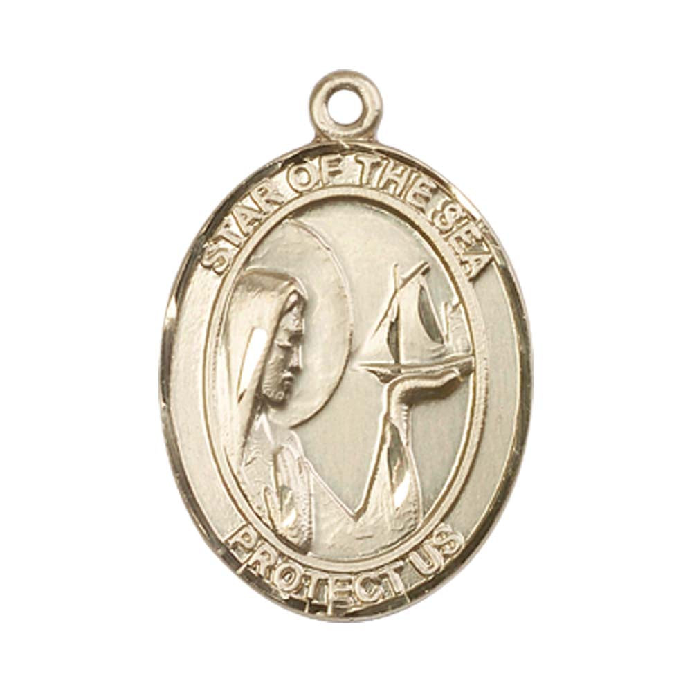 14kt Gold O/L Star of the Sea Medal - Large