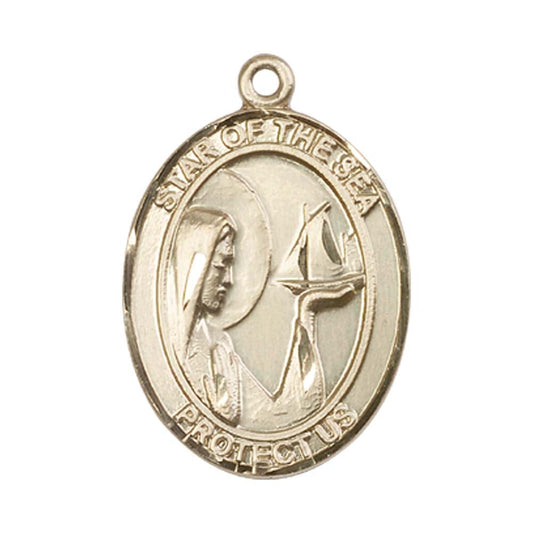 14kt Gold O/L Star of the Sea Medal - Large