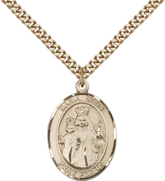 14kt Gold Filled Maria Stein Pendant with 24 inch Gold Plate Heavy Curb Chain
