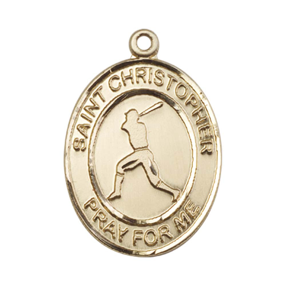 14kt Gold St. Christopher Medal - Large Baseball