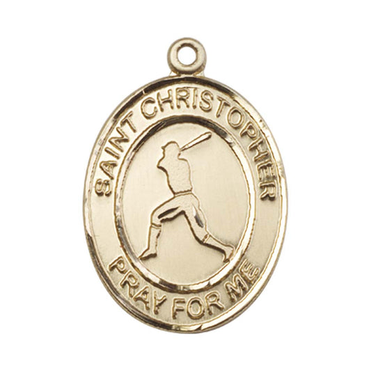 14kt Gold St. Christopher Medal - Large Baseball