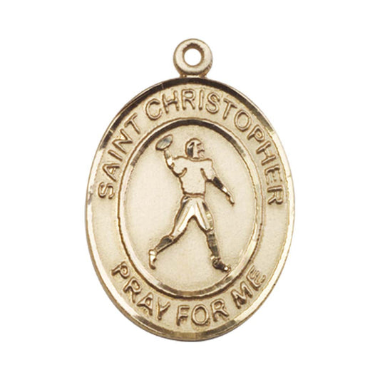 14kt Gold St. Christopher Medal - Large Football
