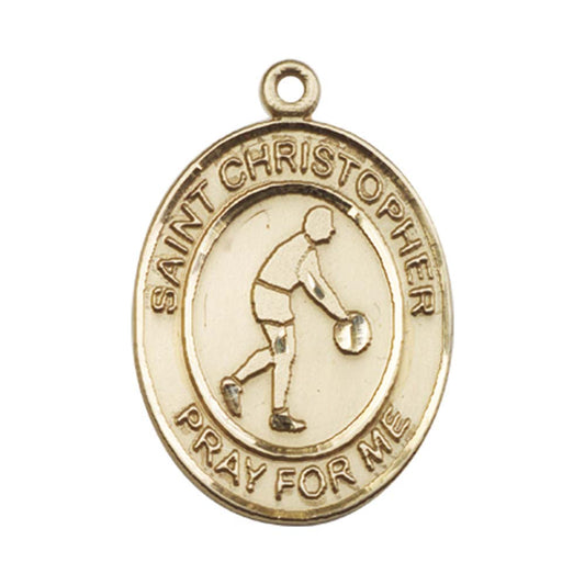 14kt Gold St. Christopher Medal - Large Basketball