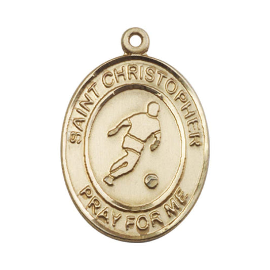 14kt Gold St. Christopher Medal - Large Soccer