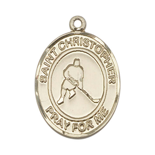 14kt Gold St. Christopher/Ice Hockey Medal - Large
