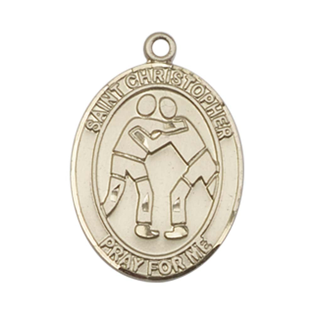 14kt Gold St. Christopher/Wrestling Medal - Large