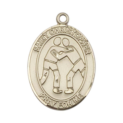 14kt Gold St. Christopher/Wrestling Medal - Large