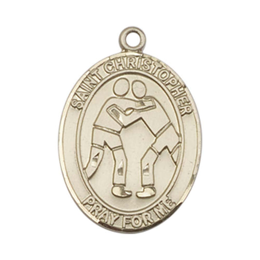 14kt Gold St. Christopher/Wrestling Medal - Large
