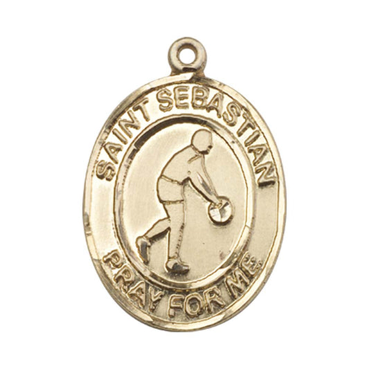 14kt Gold St. Sebastian Medal - Large Basketball