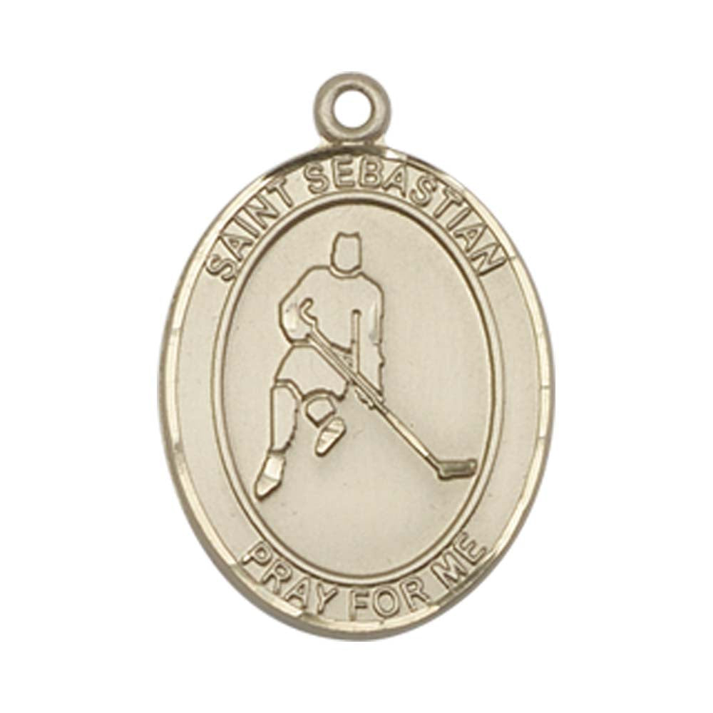 14kt Gold St. Sebastian/Ice Hockey Medal - Large