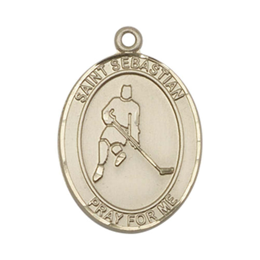14kt Gold St. Sebastian/Ice Hockey Medal - Large