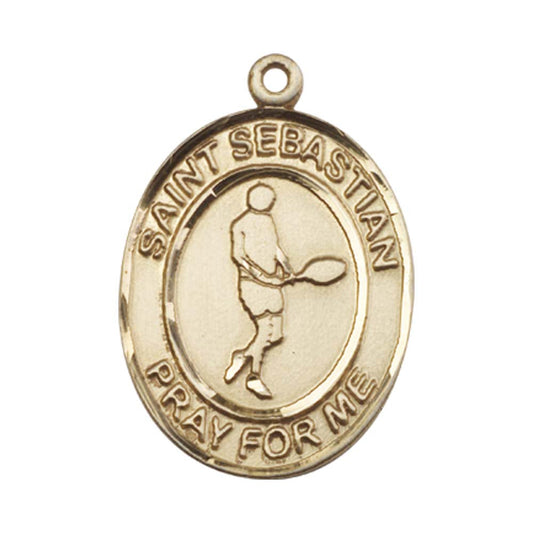 14kt Gold St. Sebastian Medal - Large Tennis