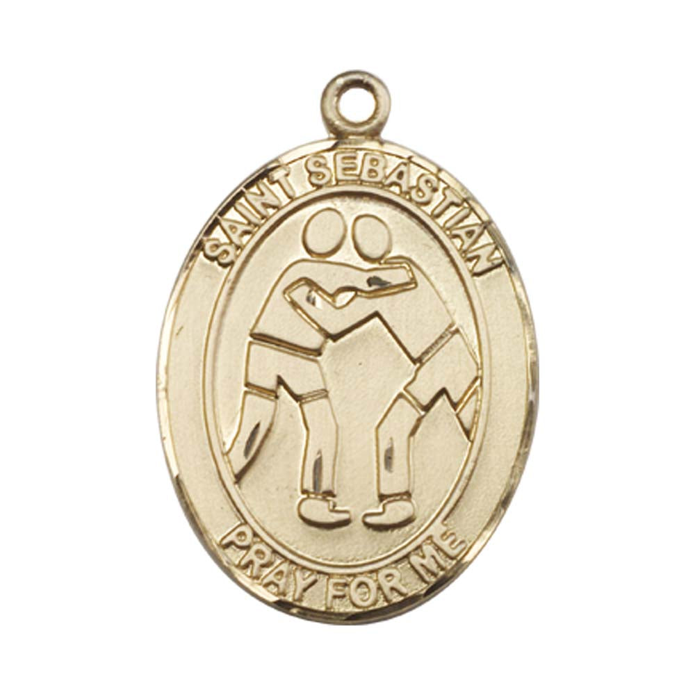 14kt Gold St. Sebastian Medal - Large Wrestling