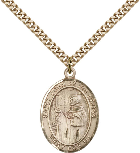 14kt Gold Filled St. John of the Cross Pendant with 24 inch Gold Plate Heavy Curb Chain