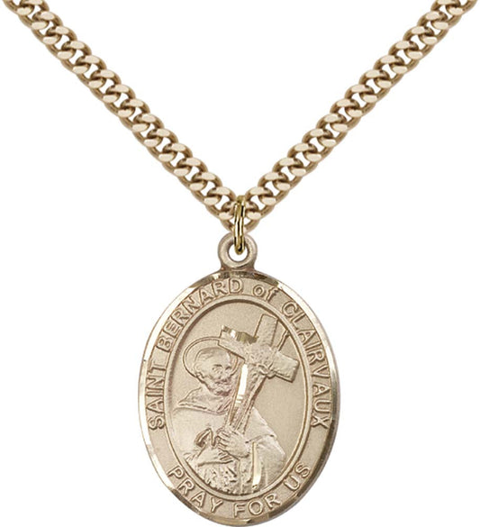 14kt Gold Filled St. Bernard of Clairvaux Pendant with 24 inch Gold Plate Heavy Curb Chain