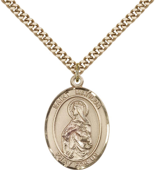 14kt Gold Filled St. Matilda Pendant with 24 inch Gold Plate Heavy Curb Chain