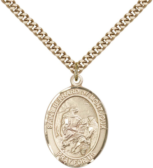14kt Gold Filled St. Bernard of Montjoux Pendant with 24 inch Gold Plate Heavy Curb Chain