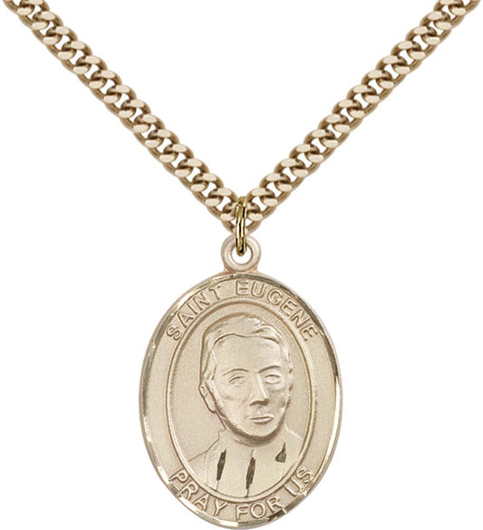 14kt Gold Filled St. Eugene de Mazenod Pendant with 24 inch Gold Plate Heavy Curb Chain