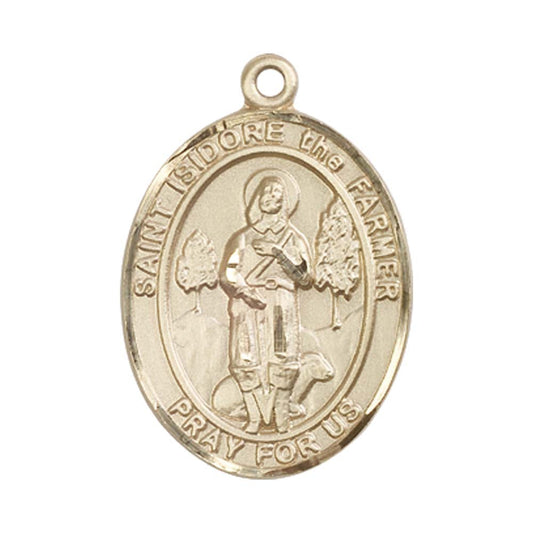 14kt Gold St. Isidore the Farmer Medal - Large