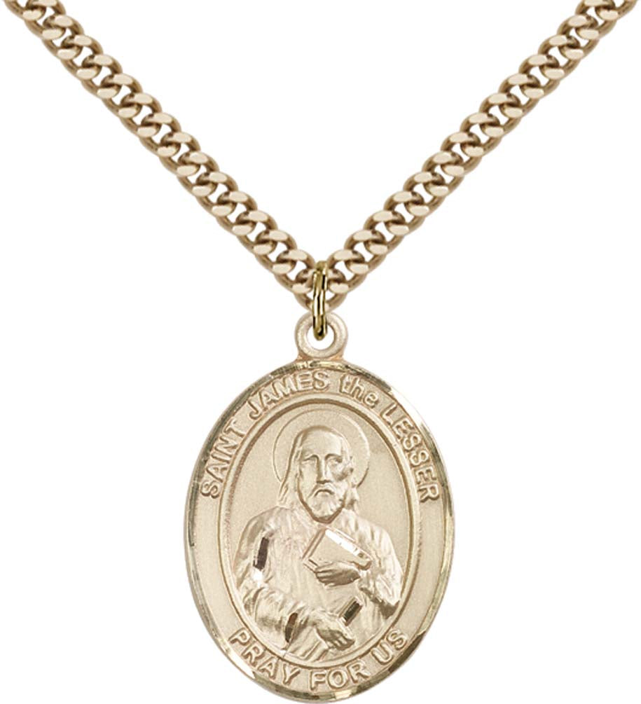 14kt Gold Filled St. James the Lesser Pendant with 24 inch Gold Plate Heavy Curb Chain