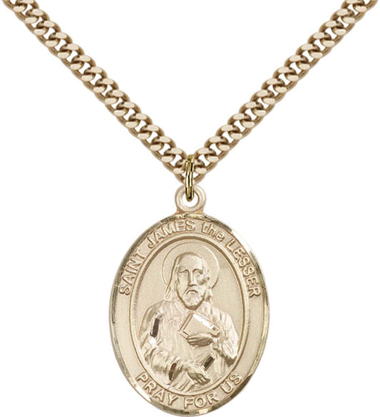 14kt Gold Filled St. James the Lesser Pendant with 24 inch Gold Plate Heavy Curb Chain