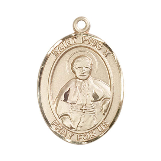 14kt Gold St. Pius X Medal - Large