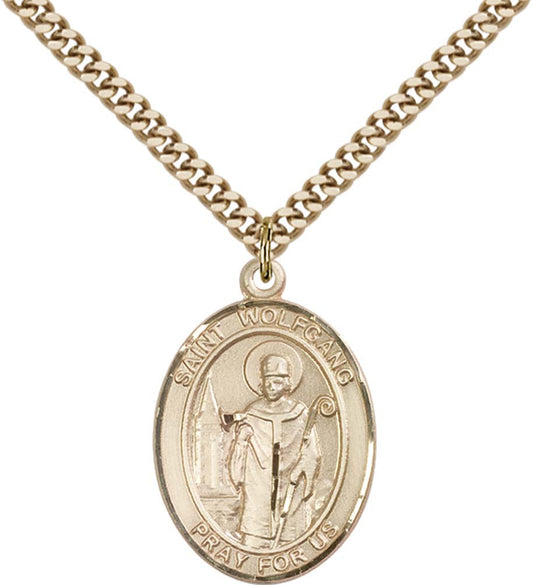 14kt Gold Filled St. Wolfgang Pendant with 24 inch Gold Plate Heavy Curb Chain