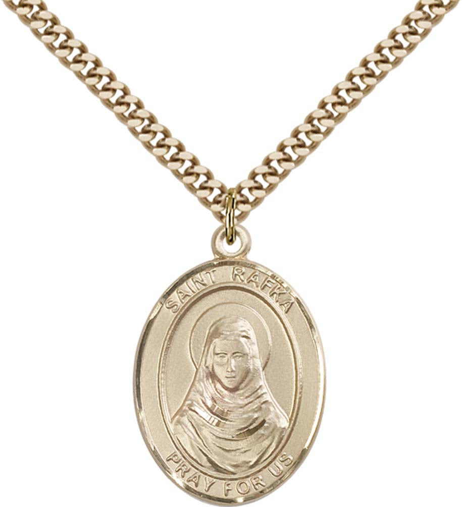 14kt Gold Filled St. Rafta Pendant with 24 inch Gold Plate Heavy Curb Chain