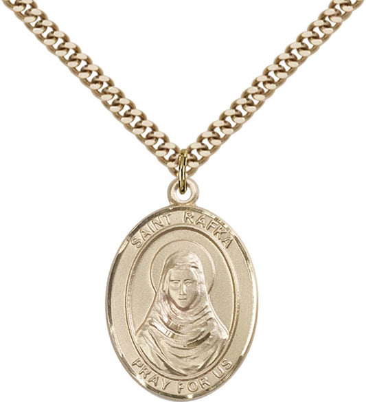 14kt Gold Filled St. Rafta Pendant with 24 inch Gold Plate Heavy Curb Chain