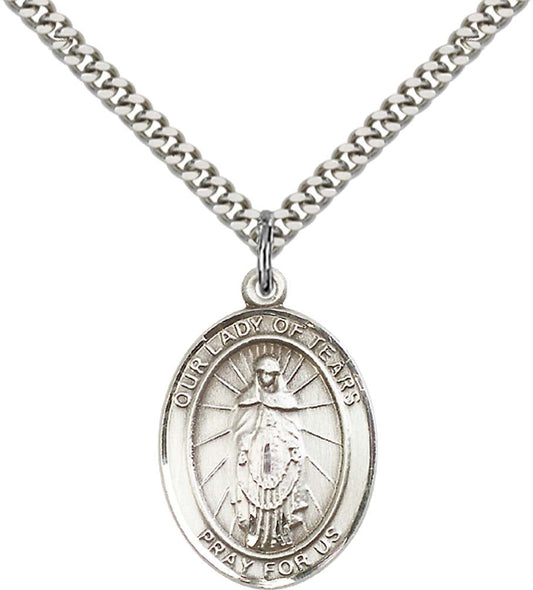 Sterling Silver O/L of Tears Pendant with 24 Inch Light Rhodium Heavy Curb Chain