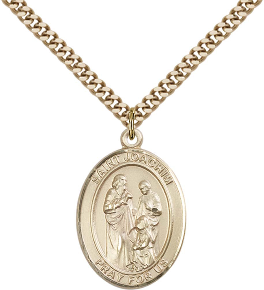 14kt Gold Filled St. Joachim Pendant with 24 inch Gold Plate Heavy Curb Chain