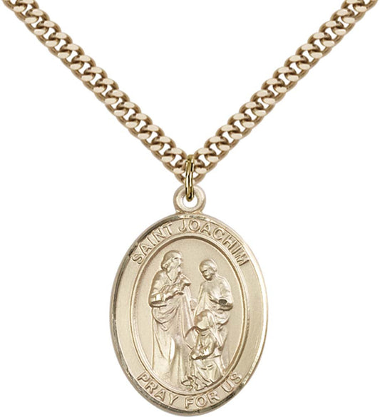 14kt Gold Filled St. Joachim Pendant with 24 inch Gold Plate Heavy Curb Chain