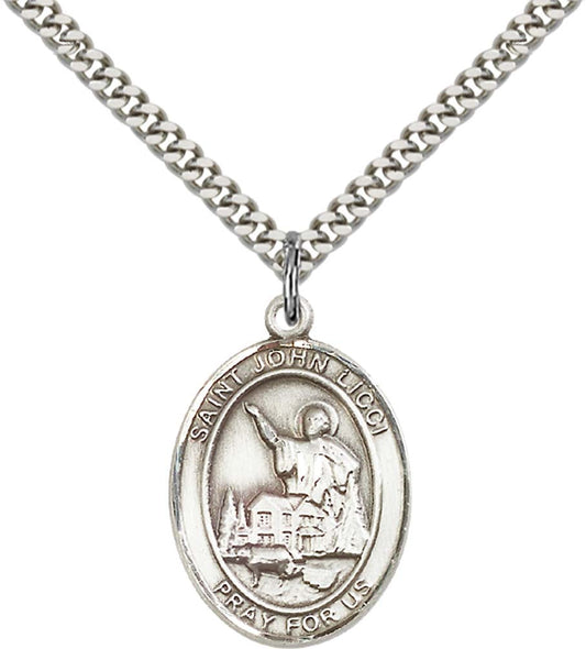 Sterling Silver St. John Licci Pendant with 24 Inch Light Rhodium Heavy Curb Chain
