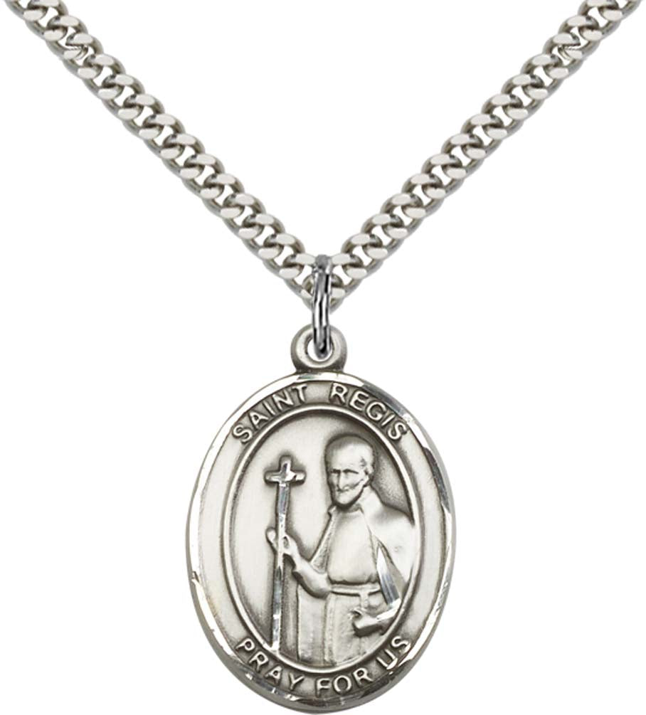 Sterling Silver St. Regis Pendant with 24 Inch Light Rhodium Heavy Curb Chain