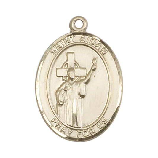14kt Gold St. Aidan Of Lindesfarne Medal - Large