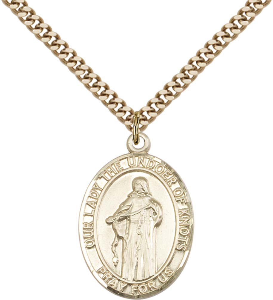 14kt Gold Filled O/L Of Knots Pendant with 24 inch Gold Plate Heavy Curb Chain
