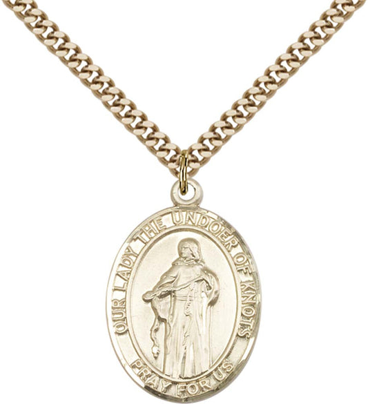 14kt Gold Filled O/L Of Knots Pendant with 24 inch Gold Plate Heavy Curb Chain