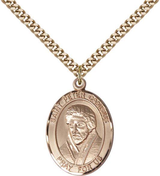 14kt Gold Filled St. Peter Canisius Pendant with 24 inch Gold Plate Heavy Curb Chain