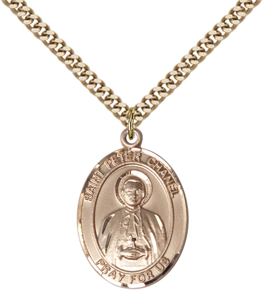 14kt Gold Filled St. Peter Chanel Pendant with 24 inch Gold Plate Heavy Curb Chain