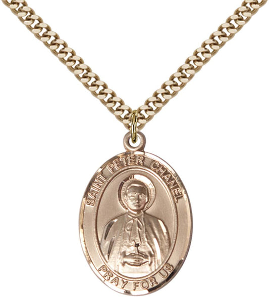 14kt Gold Filled St. Peter Chanel Pendant with 24 inch Gold Plate Heavy Curb Chain