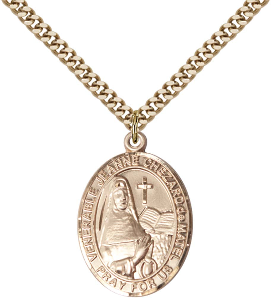 14kt Gold Filled Jeanne Chezard de Matel Pendant with 24 inch Gold Plate Heavy Curb Chain