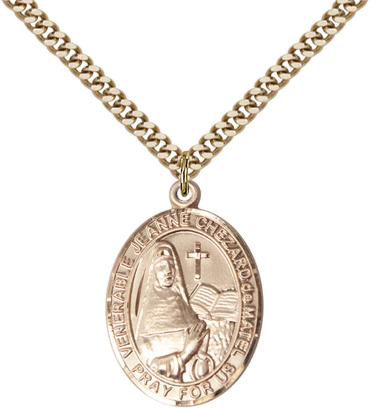 14kt Gold Filled Jeanne Chezard de Matel Pendant with 24 inch Gold Plate Heavy Curb Chain