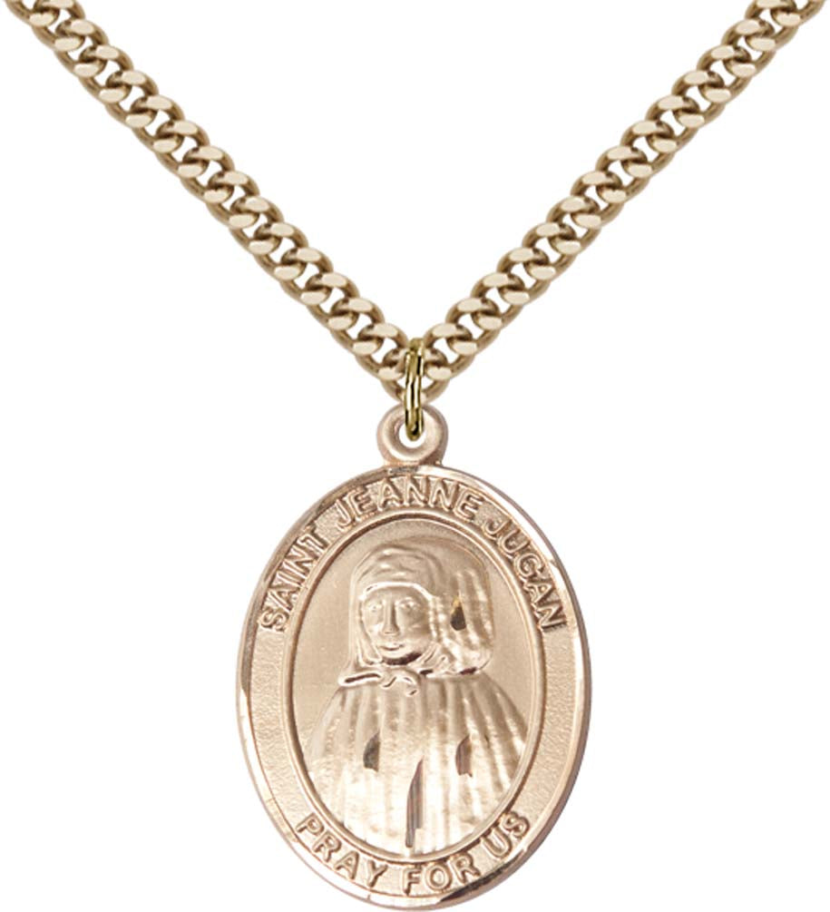 14kt Gold Filled Blessed Jeannie Jugan Pendant with 24 inch Gold Plate Heavy Curb Chain