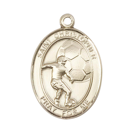 14kt Gold St. Christopher/Soccer Medal - Large