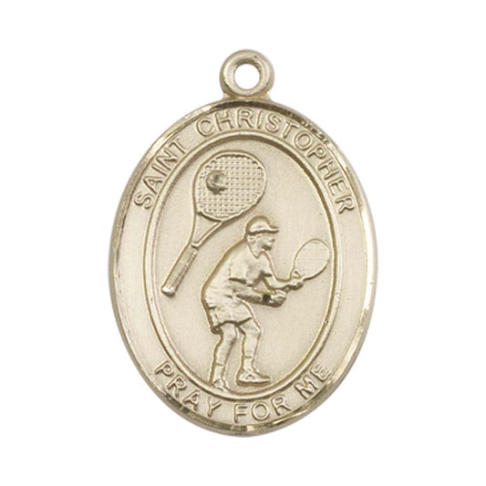 14kt Gold St. Christopher/Tennis Medal - Large