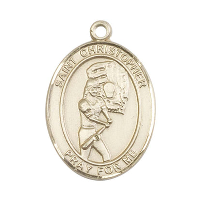 14kt Gold St. Christopher/Softball Medal - Large