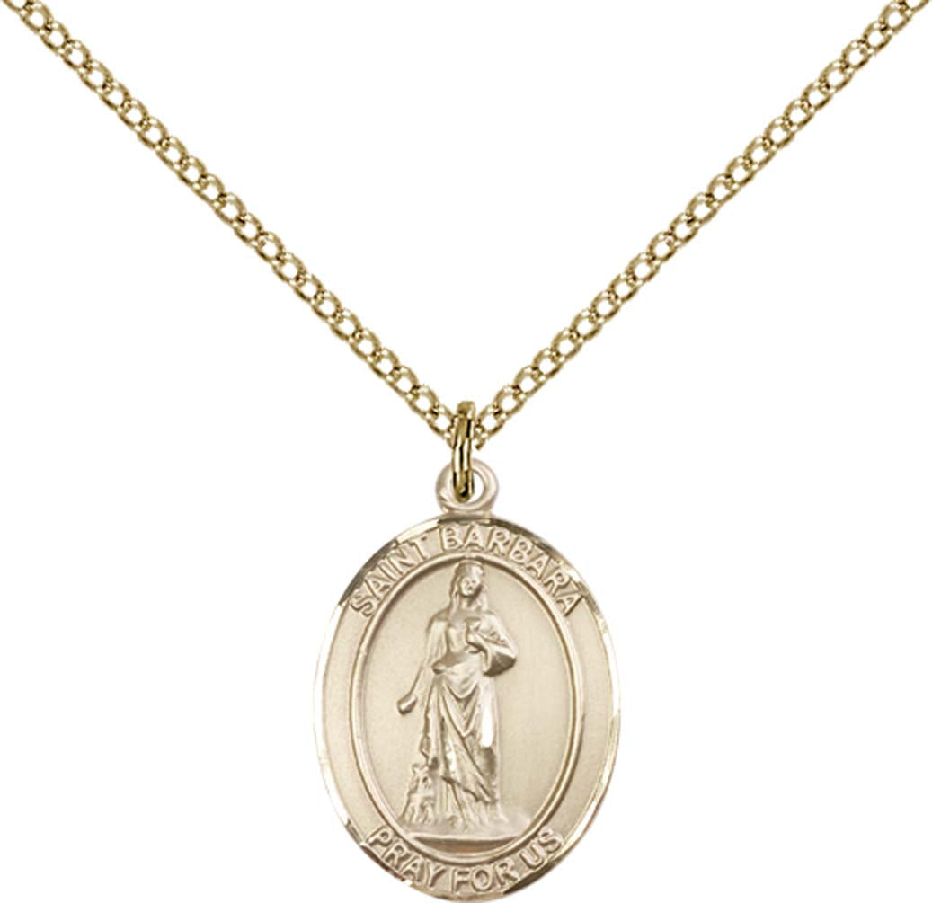 14kt Gold Filled St. Barbara Pendant with 18 inch Gold Filled Light Curb Chain - Medium
