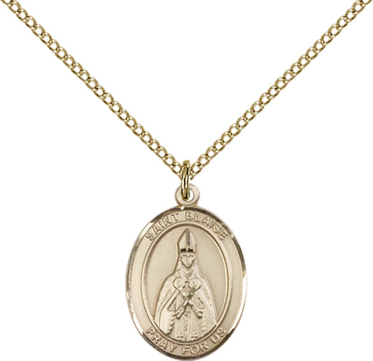 14kt Gold Filled St. Blaise Pendant with 18 inch Gold Filled Light Curb Chain - Medium